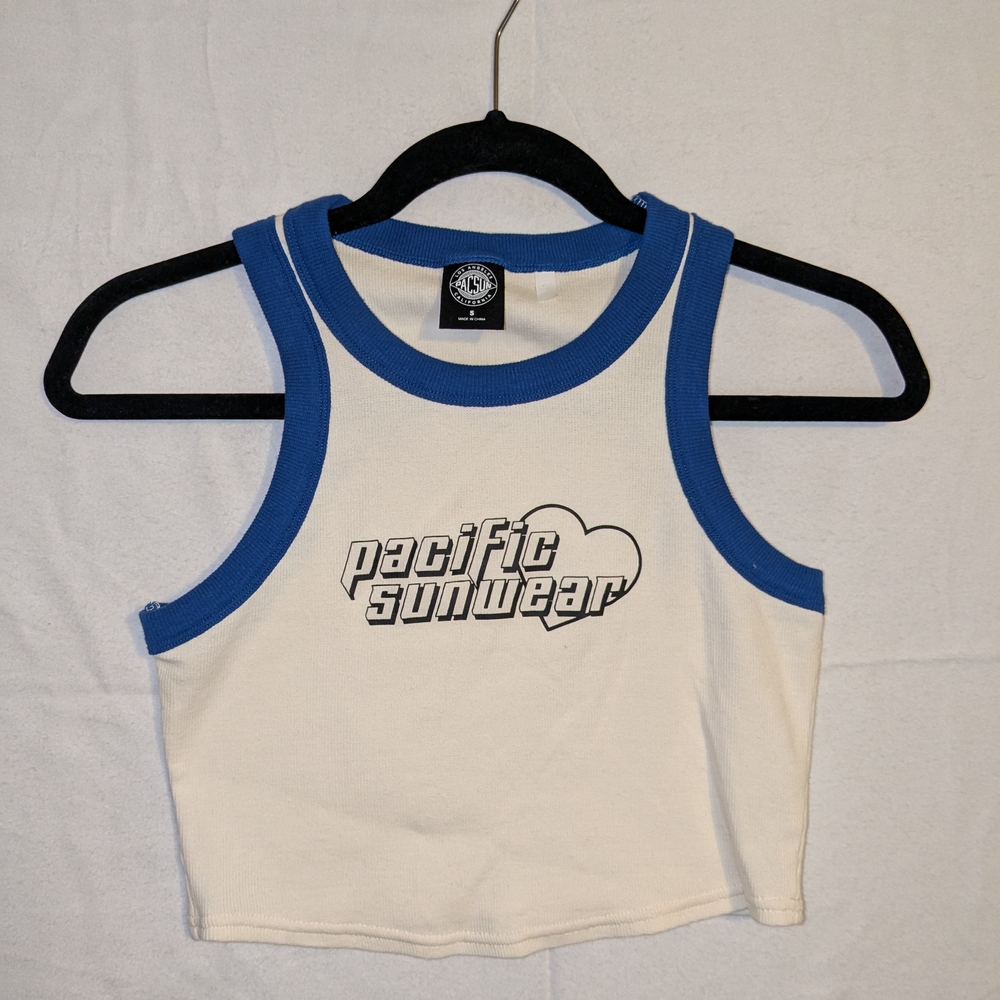 Pacific Sunwear White and Blue Tank Top